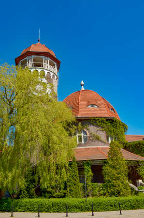 Svetlogorsk, Kaliningrad region, Russia. 2 June - 2021. Balneary building with water towerのeditorial素材