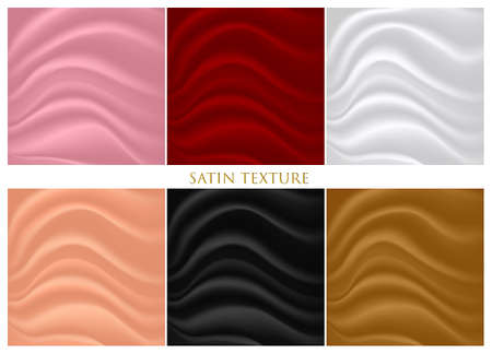 A set of multicolored silk textile vector texturesのイラスト素材