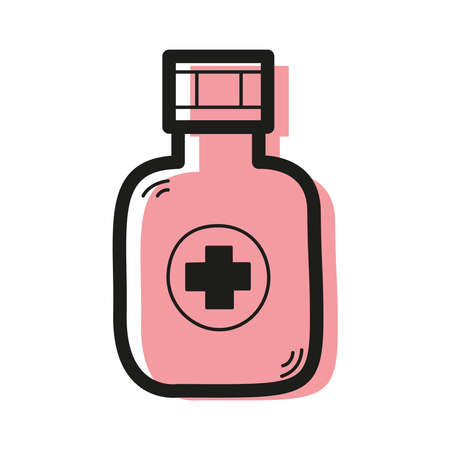 linear color icon in the form of a bottle with a medical cross . pharmacology concept.の写真素材