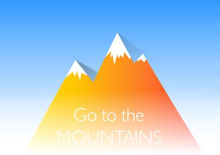 Flat design modern vector illustration concept with snow on the peaksのイラスト素材