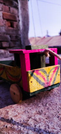 wood truck toy in indian village image indian truck toy