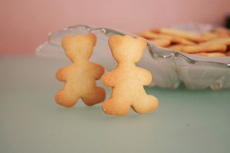 Cookies in the form of two bearsの写真素材