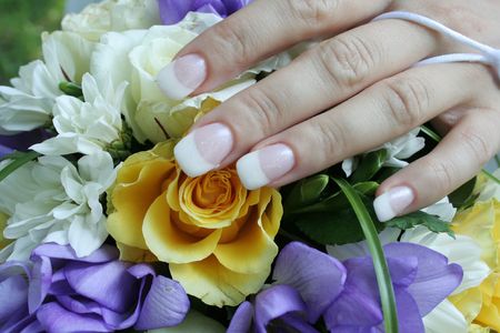 gentle hand of the brideの写真素材