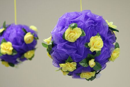 flower ball Hangs on a ceilingの写真素材