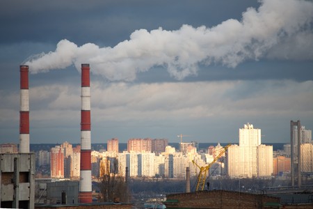 Smoke Stack and Global Warming conceptsの写真素材