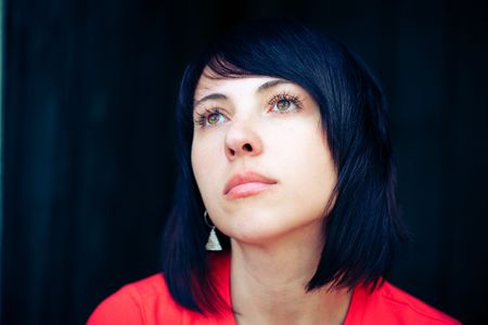 Lonely woman, outdoor portraitの写真素材