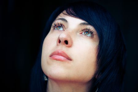 Lonely woman, outdoor portraitの写真素材