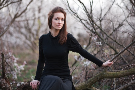 Beautiful young woman outdoor portraitの写真素材
