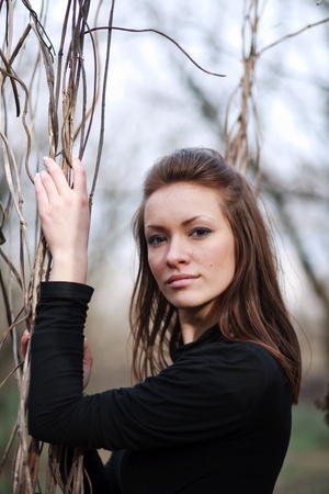 Beautiful young woman outdoor portraitの写真素材