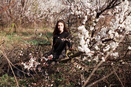 portrait of beauty woman in the gardenの写真素材