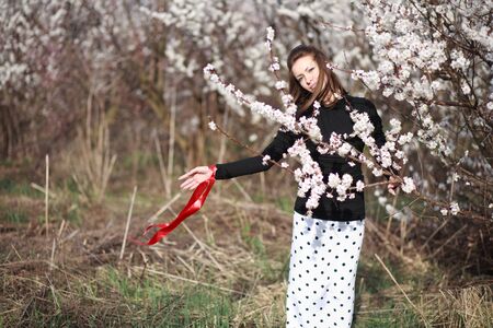 Beautiful young woman outdoor portraitの写真素材