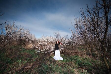 portrait of beauty woman in the gardenの写真素材
