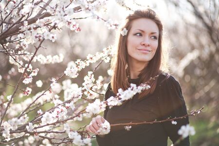 Beautiful young woman outdoor portraitの写真素材
