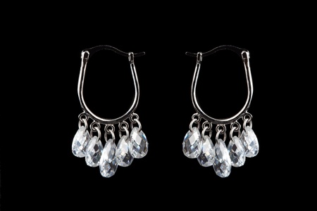colored earrings on whiteの写真素材