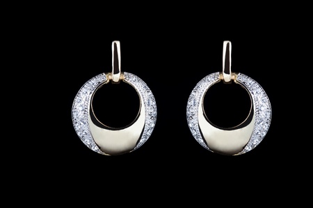 colored earrings on whiteの写真素材