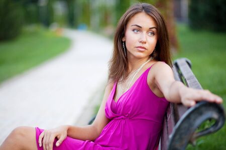 Beautiful young woman outdoor portraitの写真素材