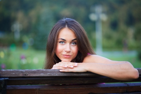 Beautiful young woman outdoor portraitの写真素材