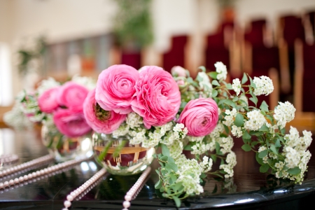 Wedding flowers - tables set for wedding dayの写真素材