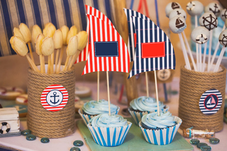 Dessert table in marina styleの写真素材