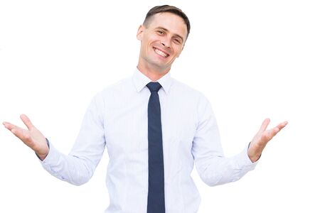 Smiling men isolated on the white backgroundの写真素材