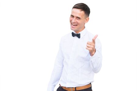 Smiling men isolated on white backgroundの写真素材