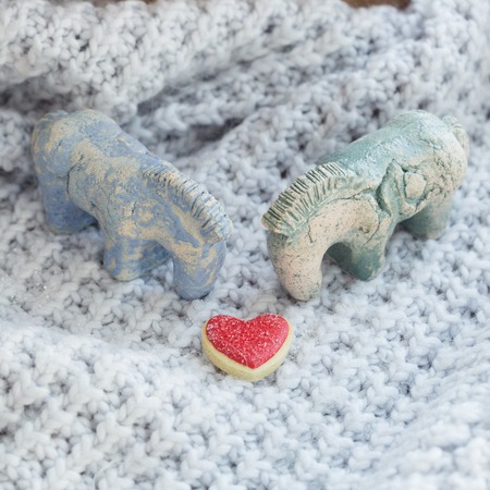 Valentines's Day gift. Heart shape cookiesの写真素材