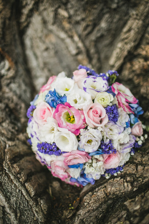 wedding bouquet flowers with colored flowersの写真素材