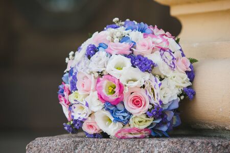 wedding bouquet flowers with colored flowersの写真素材