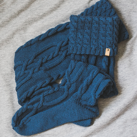 handmade knitted socks - winter presentの写真素材