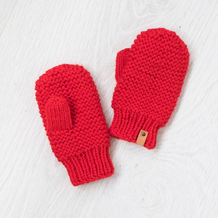 cozy knitted winter mittensの写真素材