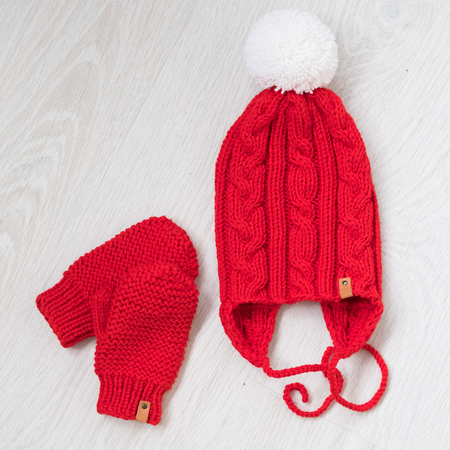 cozy knitted winter setの写真素材