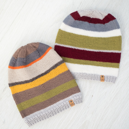 cozy knitted set of hatsの写真素材