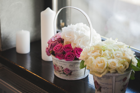 Flowers decorate a beautiful wedding dayの写真素材