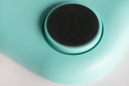 Black pin button. White blank badge pin broochの写真素材