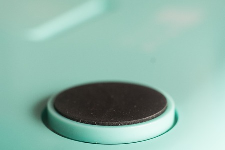 Black pin button. White blank badge pin brooch
