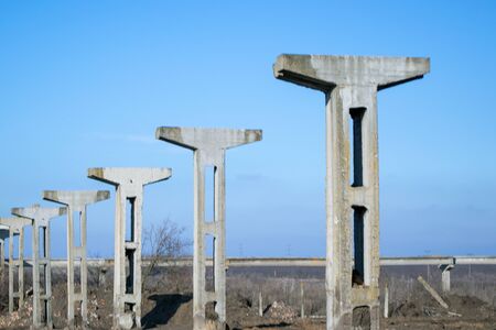 Concrete structure against the blue skyの写真素材