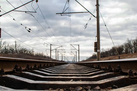 Railway tracks close up