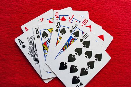 Royal flush two combinations on krsanom backgroundの写真素材