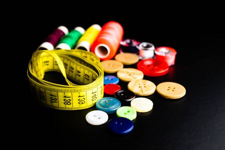 Sewing machine, sewing tools, fabric threads needlesの写真素材