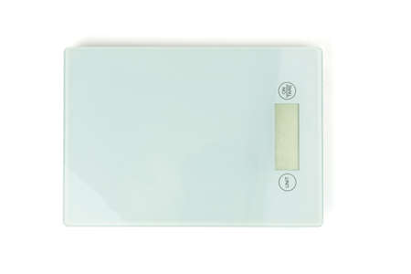 Kitchen scales isolated on white background close upの写真素材