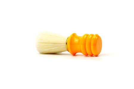 Shaving brush isolated on white background close-upの写真素材