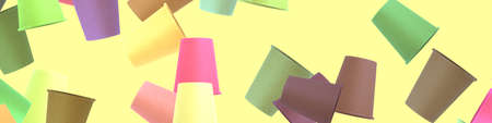 universal holiday background with colored paper cups. the main trend concept is the absence of plastic. bannerの写真素材