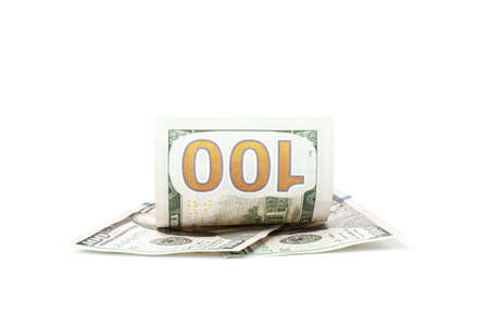 US dollars isolated on white. one hundred dollar bills