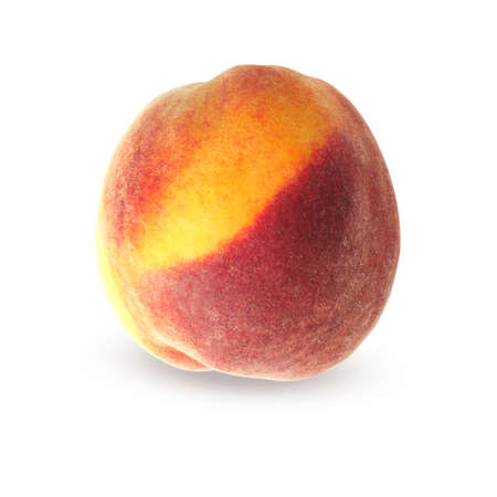 whole peach isolated on white background. fresh fruitsの写真素材