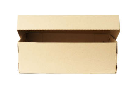open cardboard box isolated on white background. mockup for design