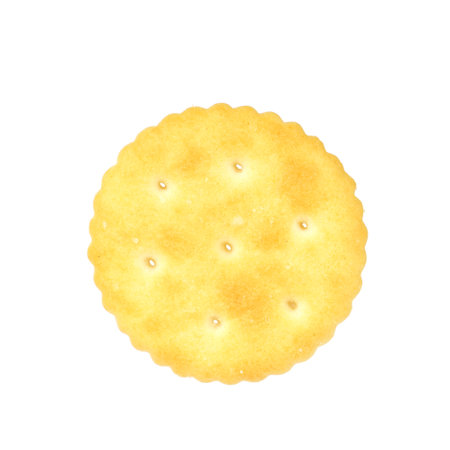 round cracker isolated on white. quick biteの写真素材