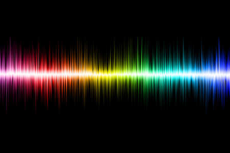 rainbow sound wave on black background. abstract music equalizerの写真素材