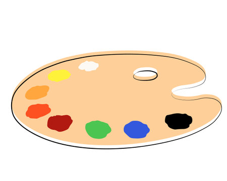 Continuous drawing of a palette with colored paint in one line.のイラスト素材