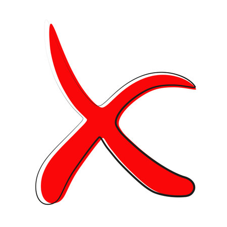 continuous drawing of a red cross in one line.のイラスト素材