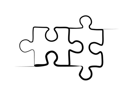 continuous drawing of puzzles with one line.のイラスト素材